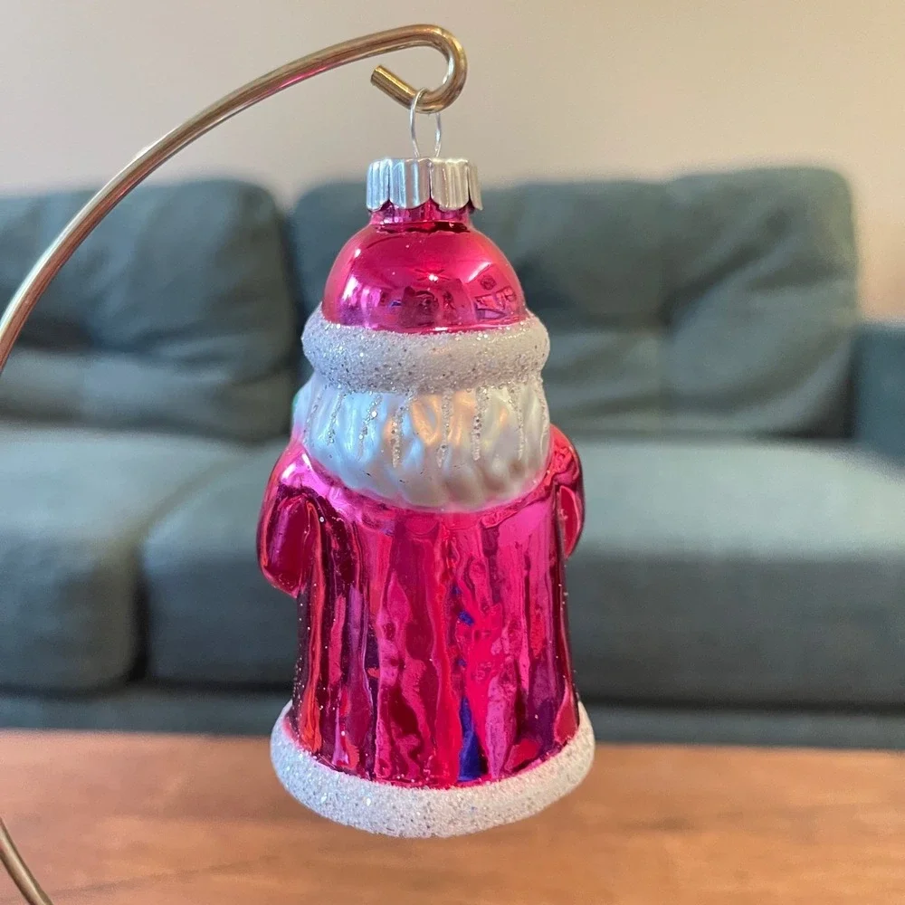 Radko‎ Shiny Brite Glitter Santa tree Ornament hot pink green